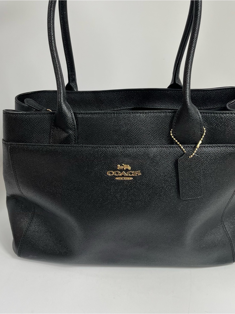 Coach Black Bailey Leather Carryall Bag with Gold Hardware